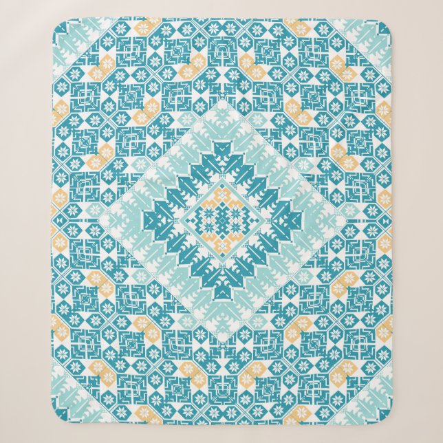 Palestinian Embroidery pattern Printed Design Sherpa Blanket (Front)