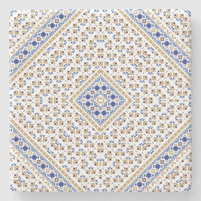 Palestinian Embroidery pattern Printed Design Stone Coaster (Front)
