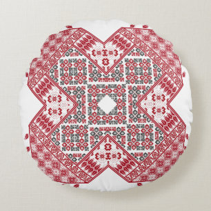 Palestinian Embroidery Pattern Round Cushion
