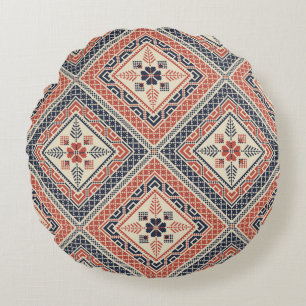 Palestinian embroidery pattern round cushion