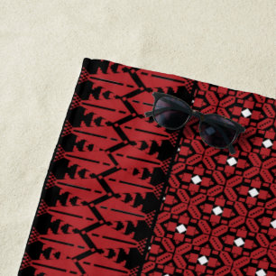 Palestinian embroidery tatreez printed design beach towel