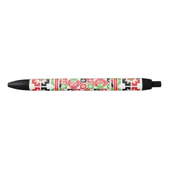 Palestinian Embroidery Tatreez printed design  Black Ink Pen (Front)