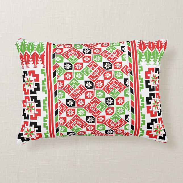 Palestinian Embroidery Tatreez printed design Decorative Cushion (Front)