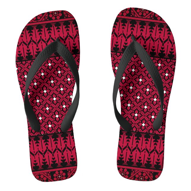 Palestinian Embroidery Tatreez printed design Flip Flops (Footbed)