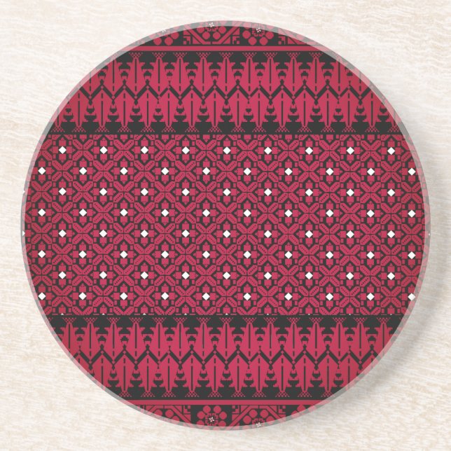 Palestinian Embroidery Tatreez printed design Gift Coaster (Front)