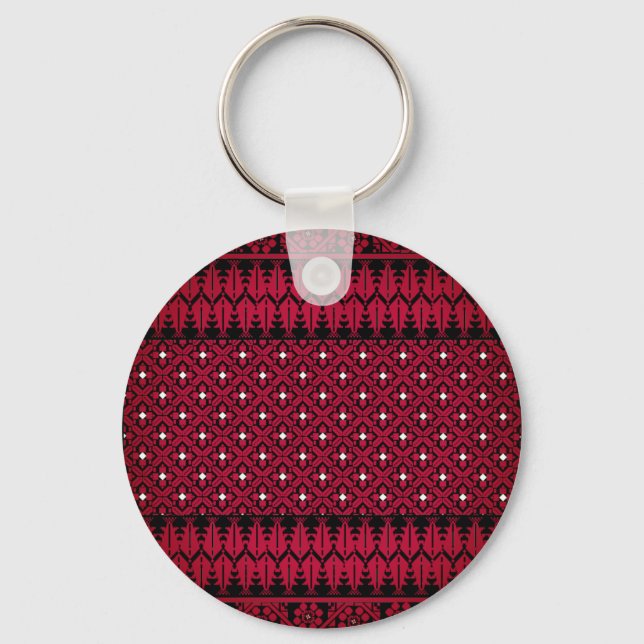 Palestinian Embroidery Tatreez printed design Key Ring (Front)