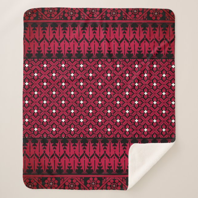 Palestinian Embroidery Tatreez printed design  Sherpa Blanket (Front)