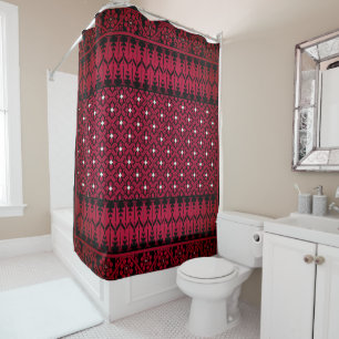 Palestinian Embroidery Tatreez printed Design Shower Curtain