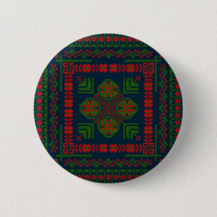 Palestinian Embroidery Tatreez red green 5 Pattern 6 Cm Round Badge