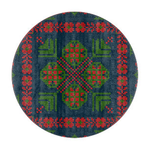 Palestinian Embroidery Tatreez red green 5 Pattern Cutting Board