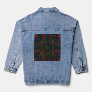 Palestinian Embroidery Tatreez red green 5 Pattern Denim Jacket