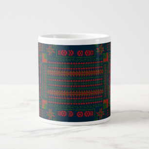 Palestinian Embroidery Tatreez red green 5 Pattern Large Coffee Mug