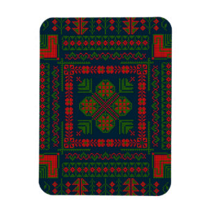 Palestinian Embroidery Tatreez red green 5 Pattern Magnet