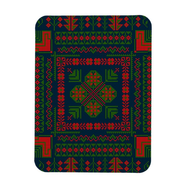 Palestinian Embroidery Tatreez red green 5 Pattern Magnet (Vertical)