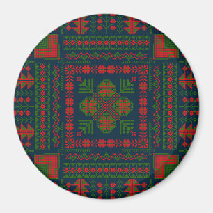 Palestinian Embroidery Tatreez red green 5 Pattern Magnet