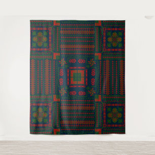 Palestinian Embroidery Tatreez red green 5 Pattern Tapestry