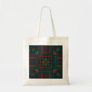 Palestinian Embroidery Tatreez red green 5 Pattern Tote Bag