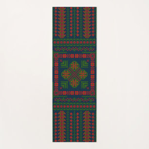 Palestinian Embroidery Tatreez red green 5 Pattern Yoga Mat