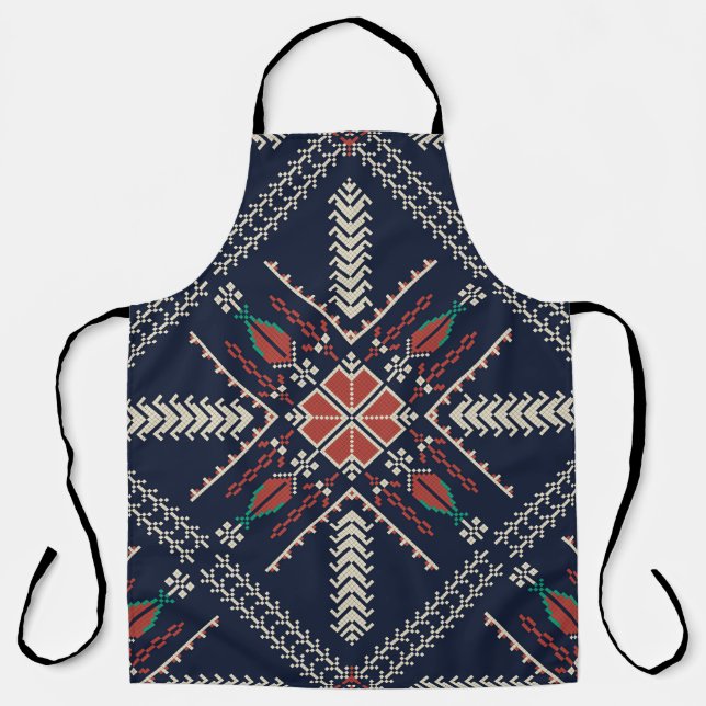 Palestinian Embroidery: Traditional Pattern Design Apron (Front)
