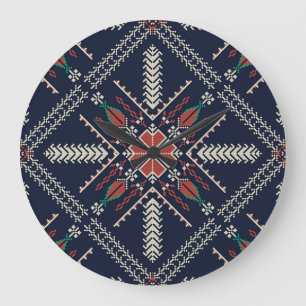 Palestinian Embroidery: Traditional Pattern Design Large Clock