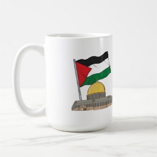 Palestinian flag above the Dome of the Rock Mosque Coffee Mug