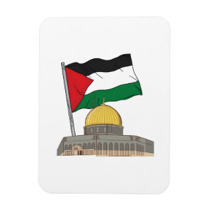 Palestinian flag above the Dome of the Rock Mosque Magnet