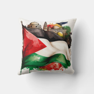 Palestinian Flag and Landmarks Cushion