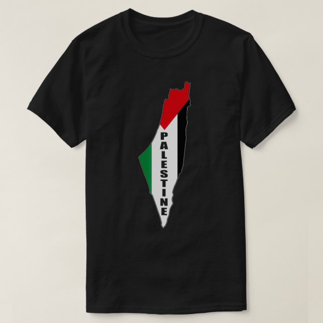 Palestinian Flag and Map Palestine Pride Cool  T-Shirt (Design Front)