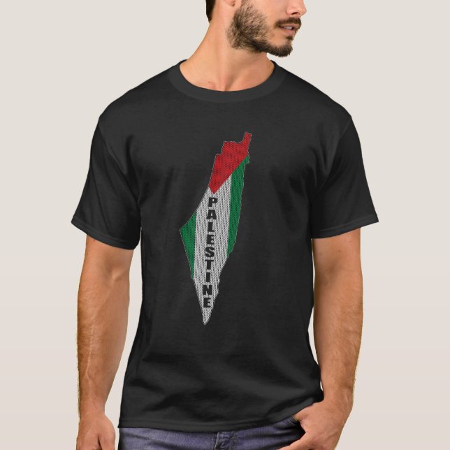 Palestinian Flag And Map Palestine Pride Cool T-Shirt (Front)