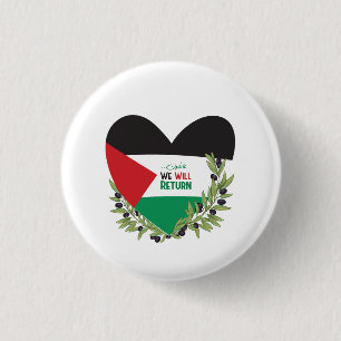 Palestinian Flag and Olive Branches 3 Cm Round Badge