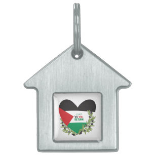 Palestinian Flag and Olive Branches Pet ID Tag