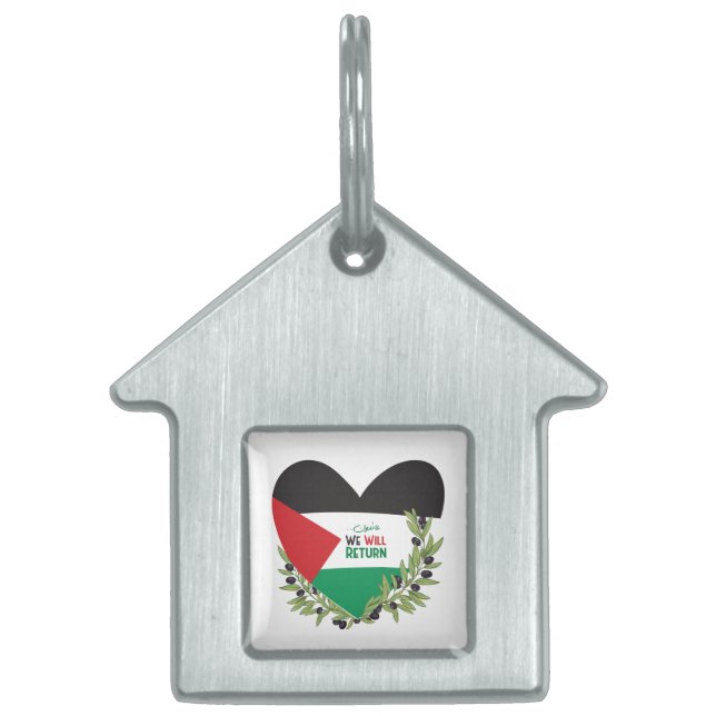 Palestinian Flag and Olive Branches Pet ID Tag (Front)