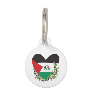 Palestinian Flag and Olive Branches Pet Tag
