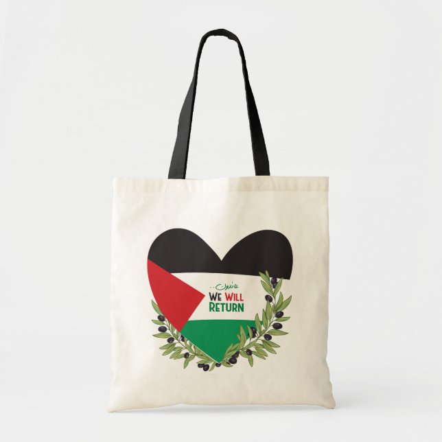 Palestinian Flag and Olive Branches Tote Bag (Front)