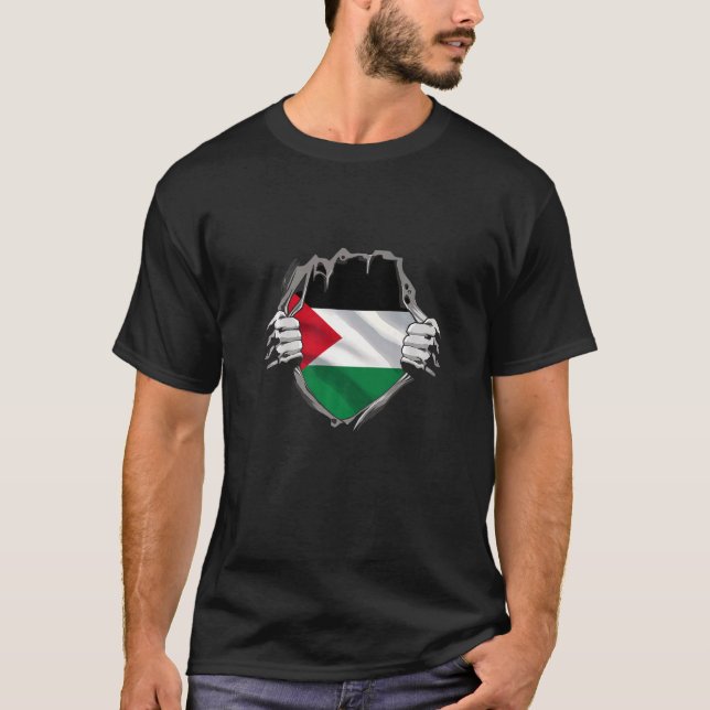 Palestinian Flag Chest Palestine T-Shirt (Front)