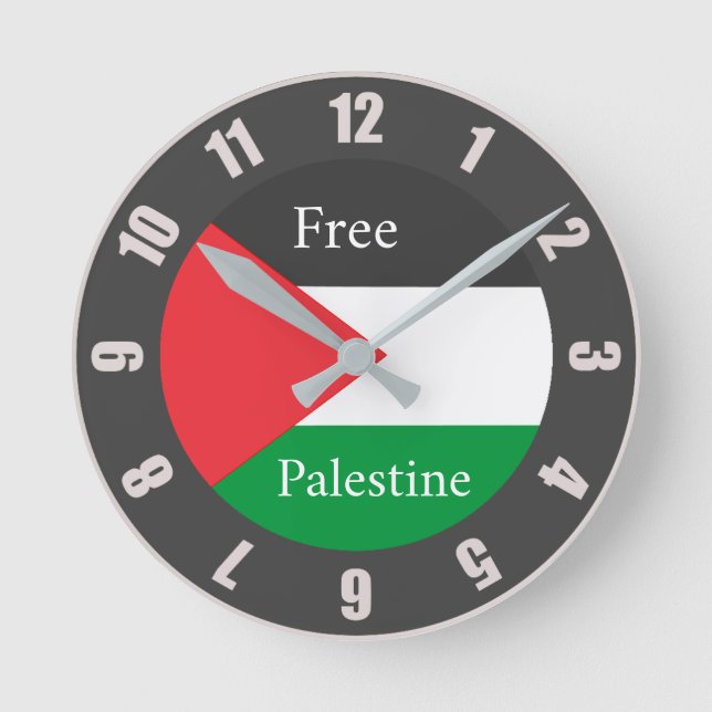 Palestinian flag customised Free Palestine Round Clock (Front)