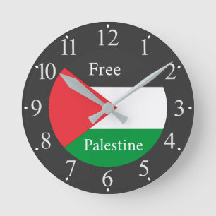 Palestinian flag Free Palestine Round Clock