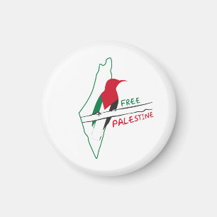 Palestinian flag map bird keychain button magnet