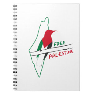Palestinian flag map bird notebook