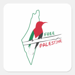 Palestinian flag map bird  square sticker