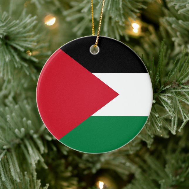 Palestinian Flag (Palestine) Ceramic Tree Decoration (Tree)