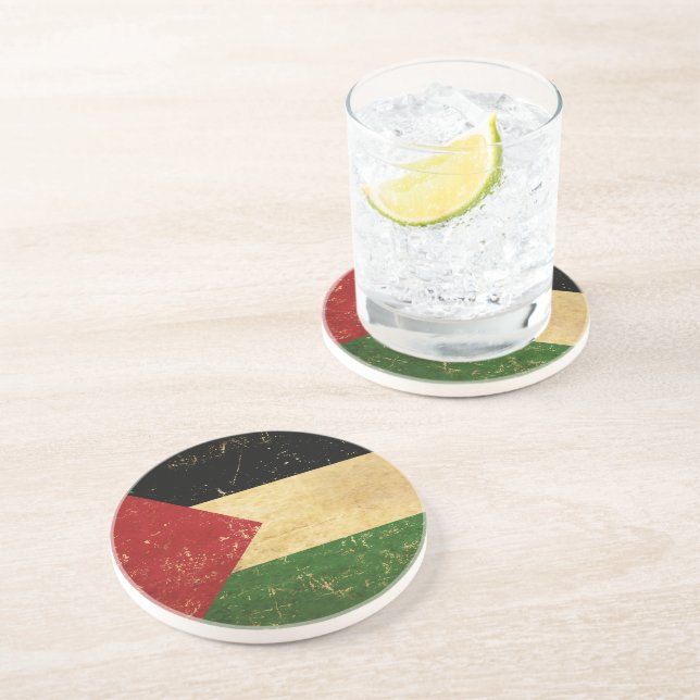 Palestinian Flag Vintage Grunge Coaster (Side)