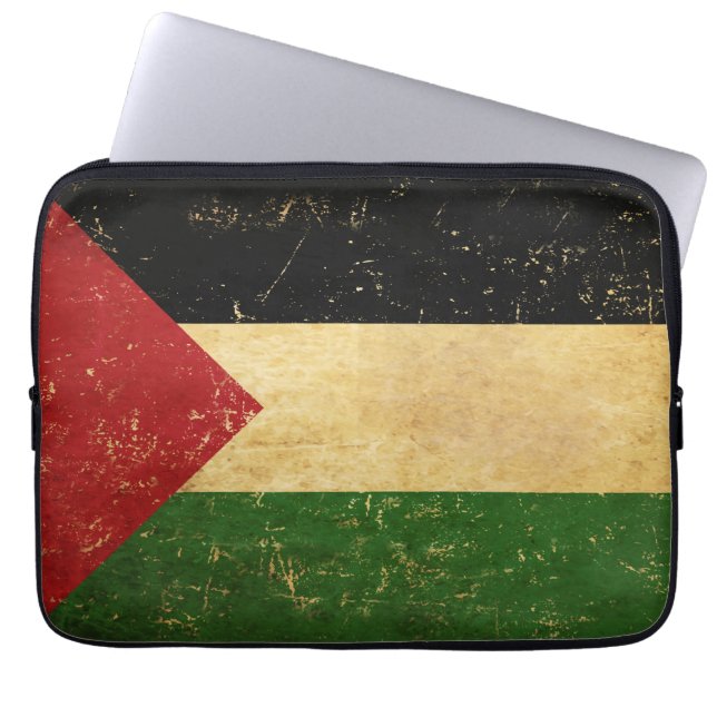 Palestinian Flag Vintage Laptop Sleeve (Front)