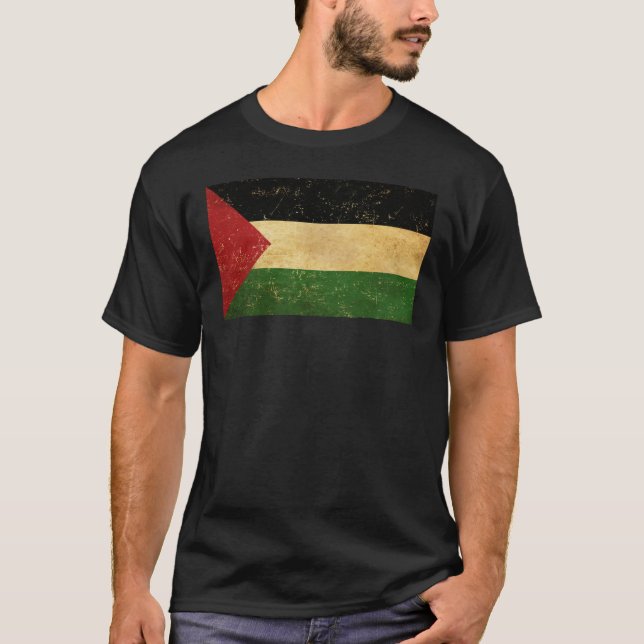 Palestinian Flag Vintage Men's Black T-Shirt (Front)