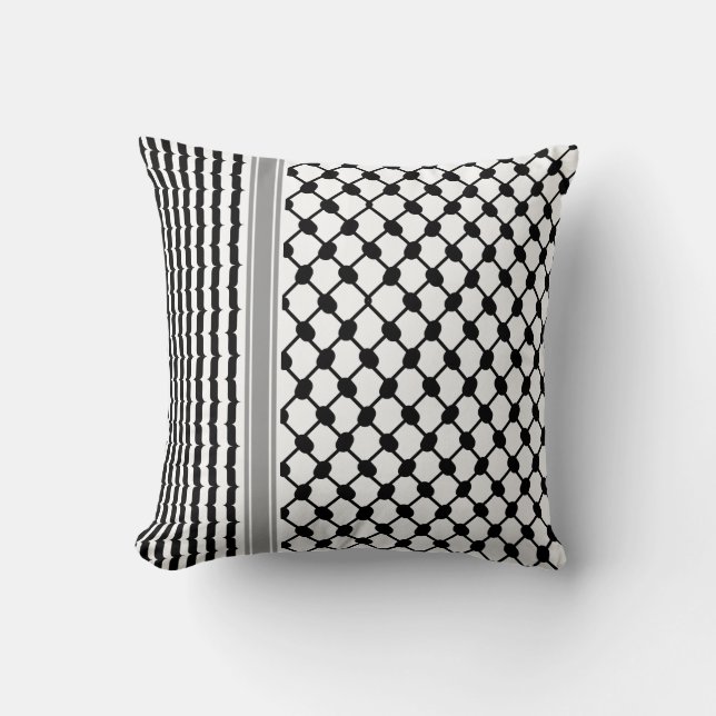 Palestinian Hatta Keffiyeh Kufiya Folk (2 Pattern) Cushion (Front)