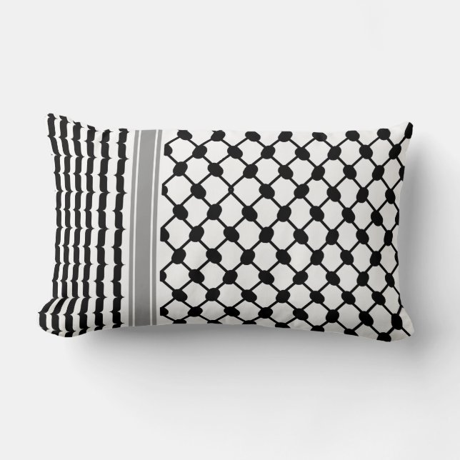Palestinian Hatta Keffiyeh Kufiya Folk (2 Pattern) Lumbar Cushion (Front)