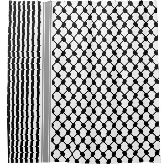 Palestinian Hatta Keffiyeh Kufiya Folk (2 Pattern) Shower Curtain (Front)