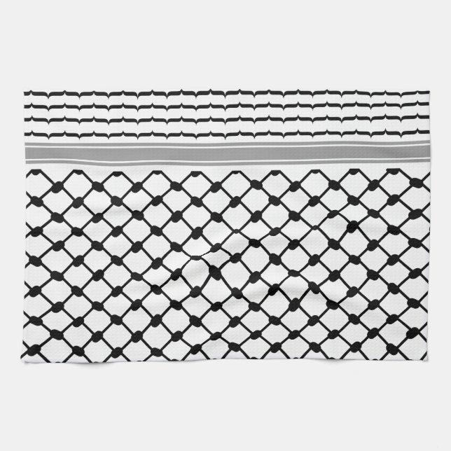 Palestinian Hatta Keffiyeh Kufiya Folk (2 Pattern) Tea Towel (Horizontal)