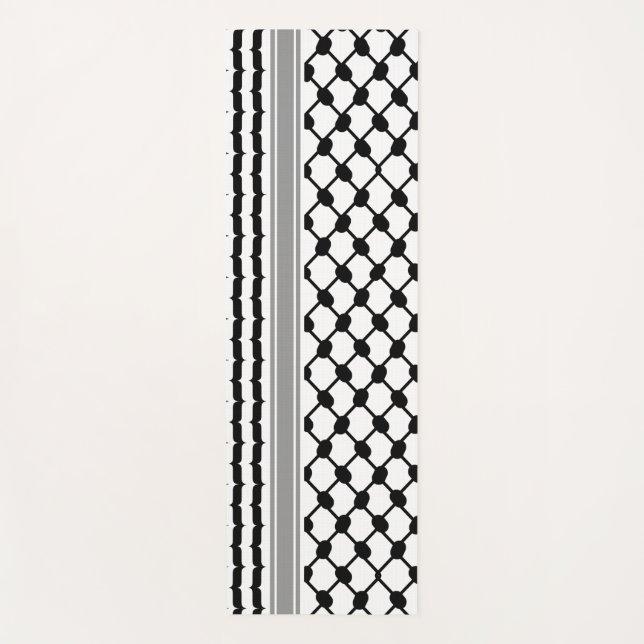 Palestinian Hatta Keffiyeh Kufiya Folk (2 Pattern) Yoga Mat (Front)