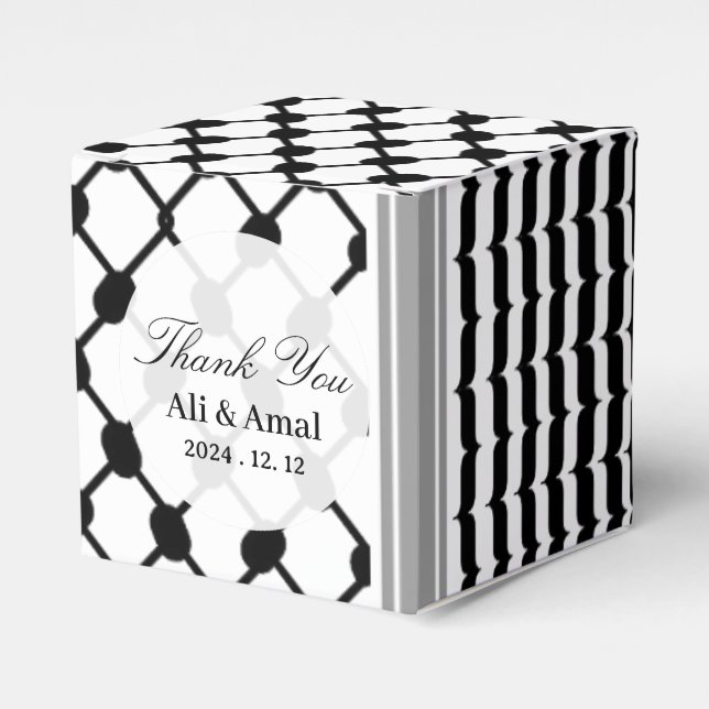 Palestinian Hatta Keffiyeh Thank You Wedding Favou Favour Box (Front Side)